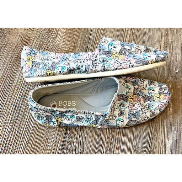 Bobs womens 8 Dogs Skechers Slip On Sneakers Comfort Shoes Gray Memory foam - Picture 5 of 8